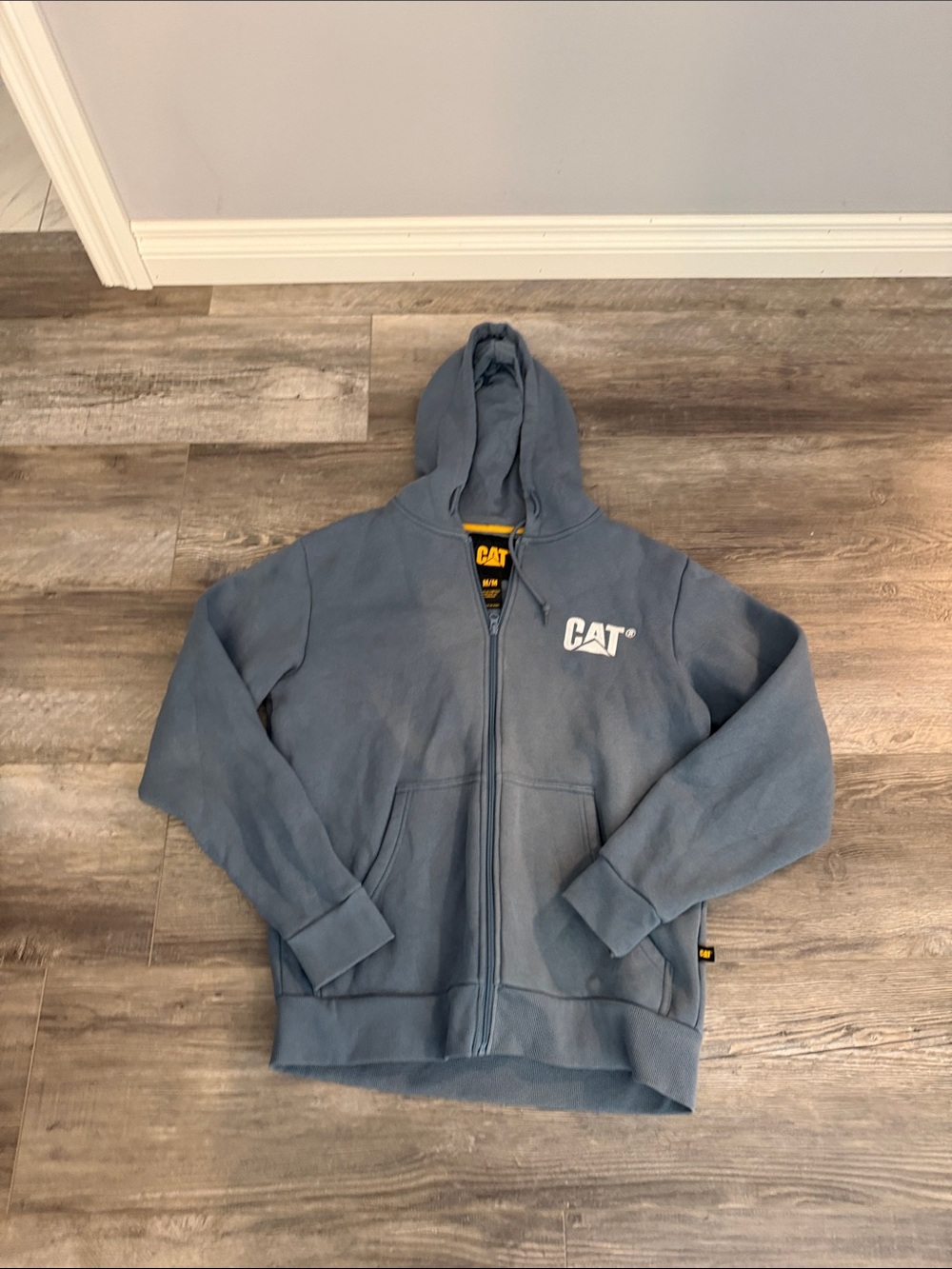 Caterpillar Blue Hooded Zip-Up Sweatshirt with Front Pockets